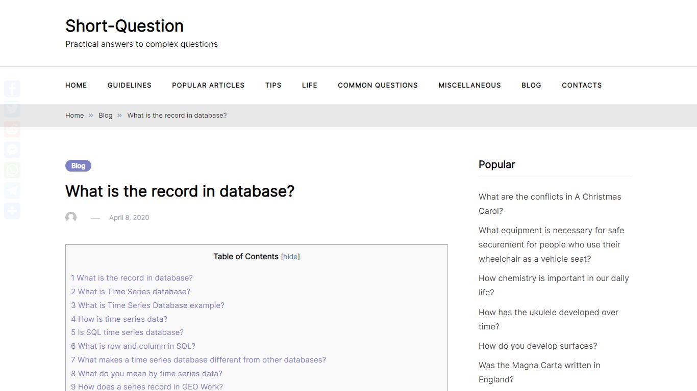 What is the record in database? – Short-Question